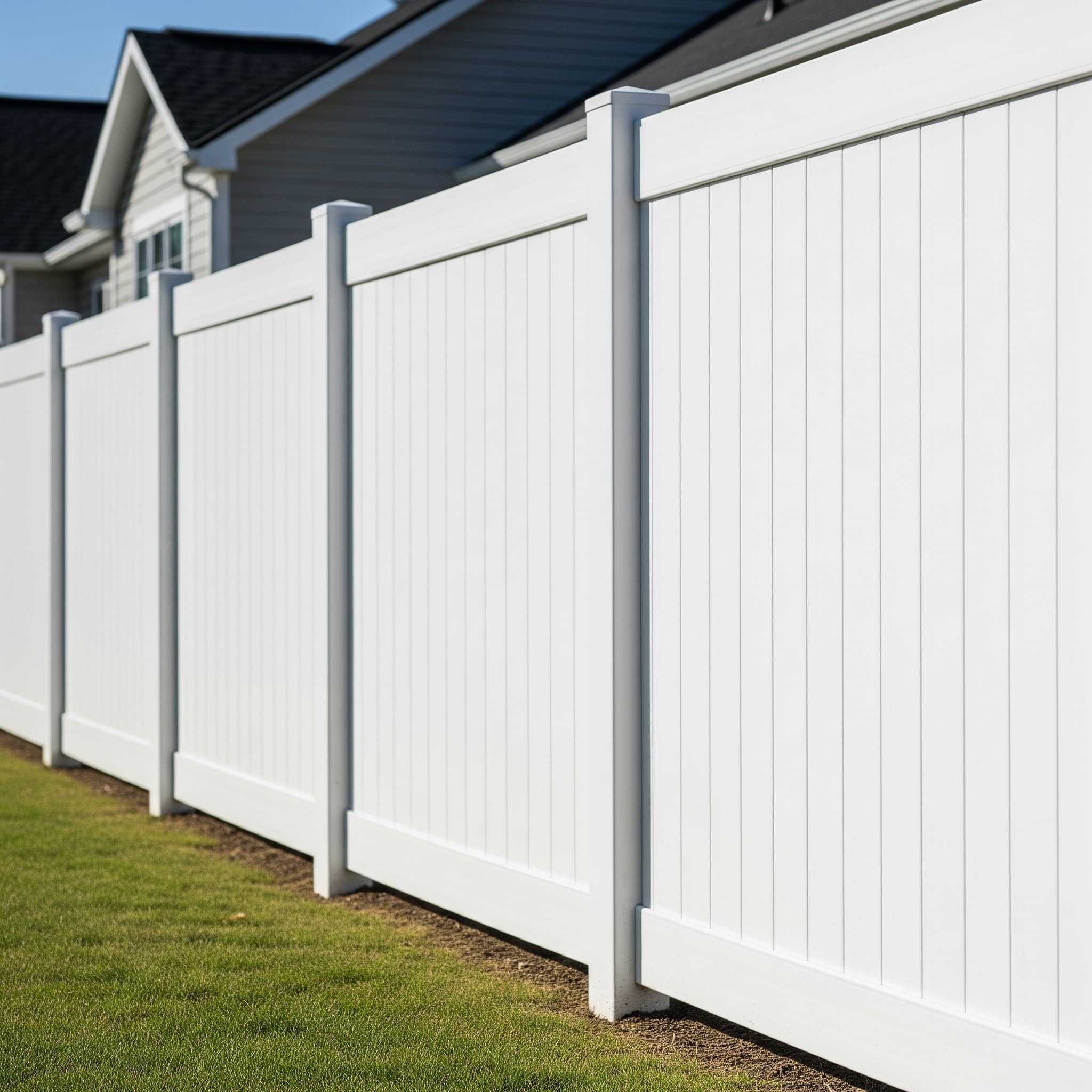 Professional white vinyl fence